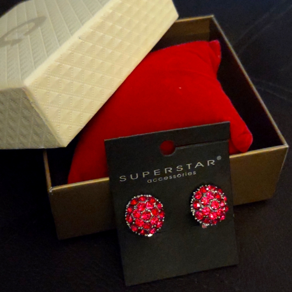 SUPERSTAR PINK SPARKLE CLIP ON EARRINGS